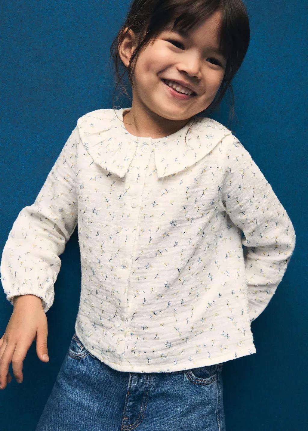 White Floral-print Blouse Regular, Kids Girls, , large image number 3