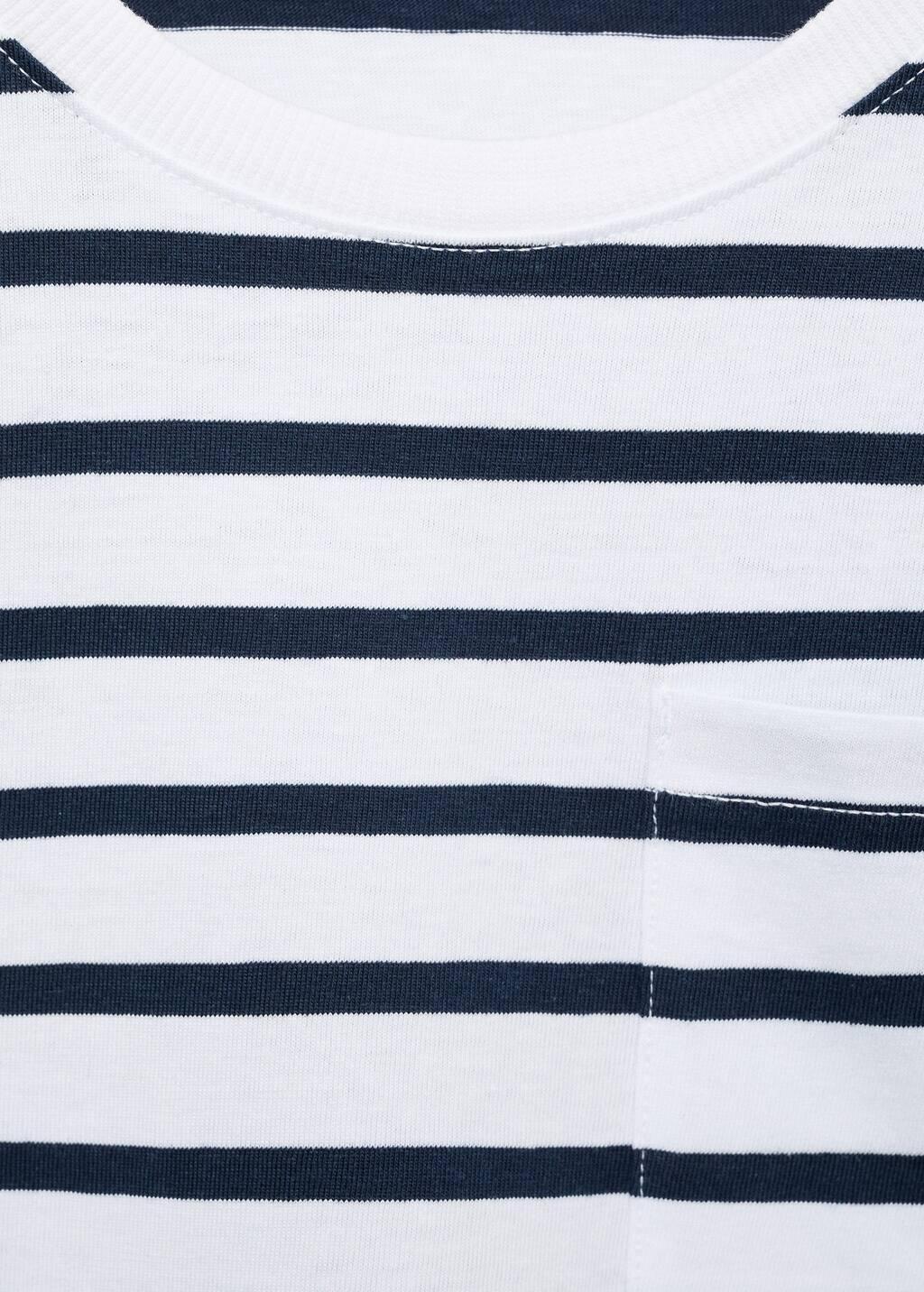 White Striped Cotton T-Shirt, Kids Boy, , large image number 4