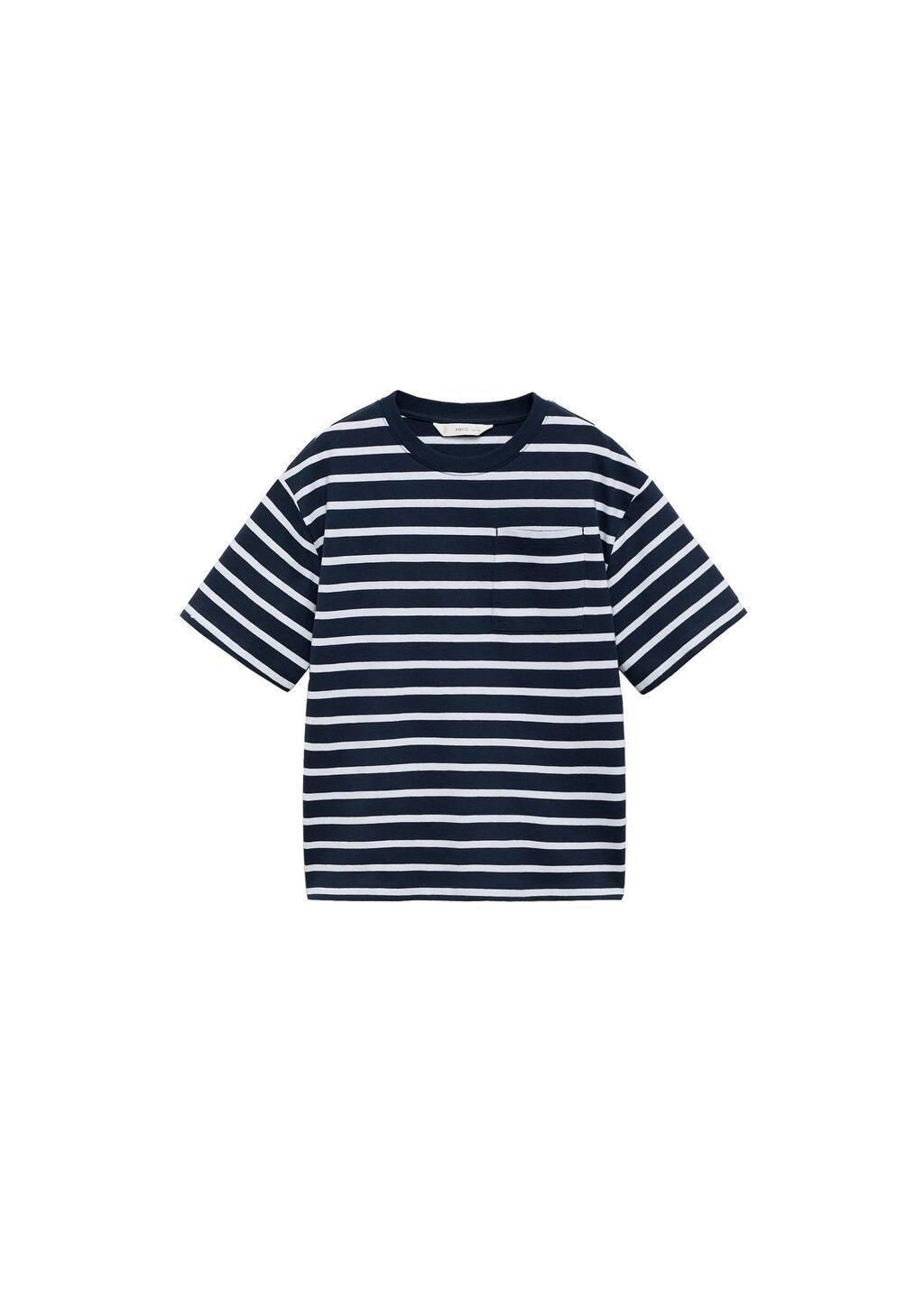 Navy Striped Cotton T-Shirt, Kids Boy, , medium