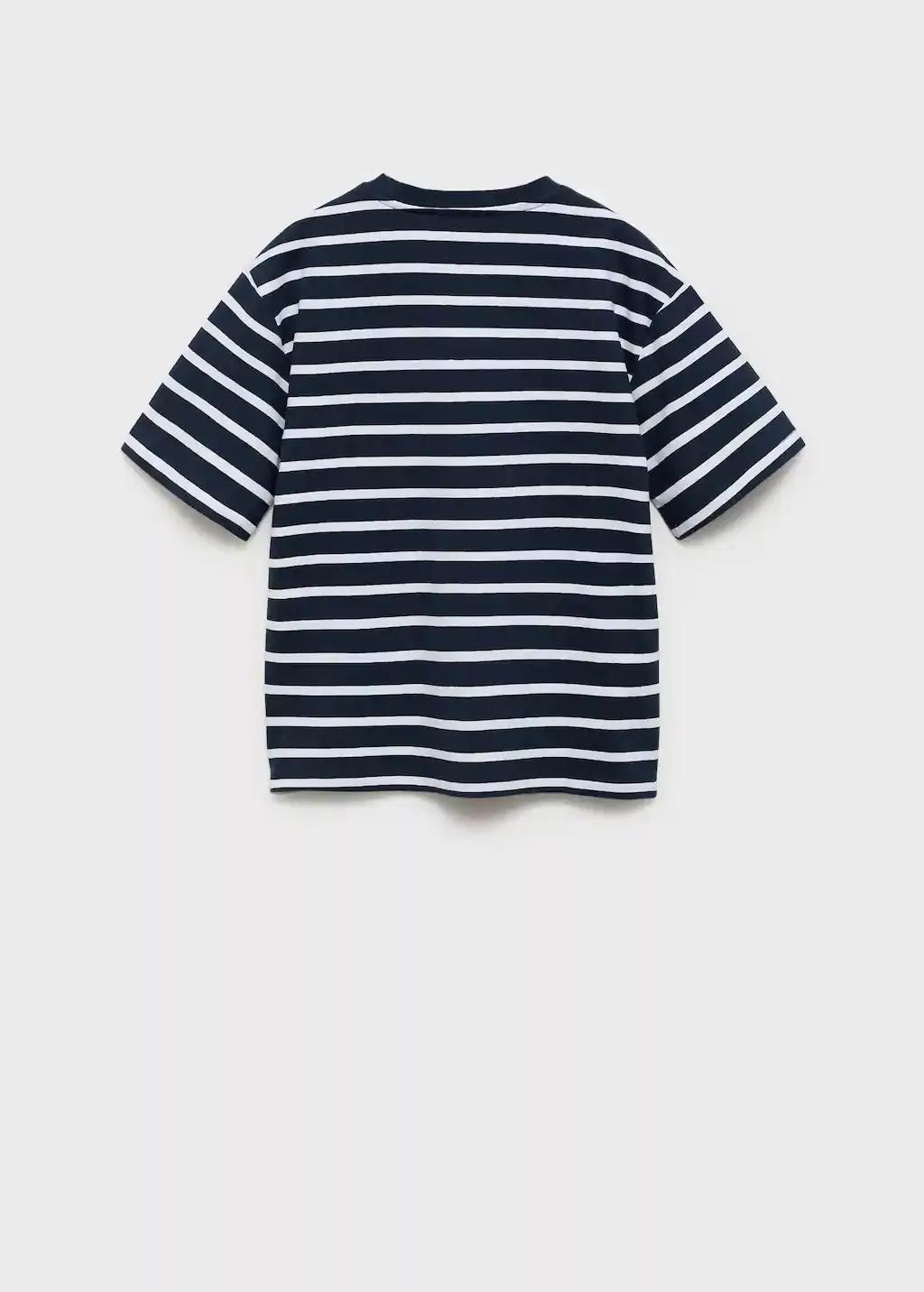 Navy Striped Cotton T-Shirt, Kids Boy, , large image number 2