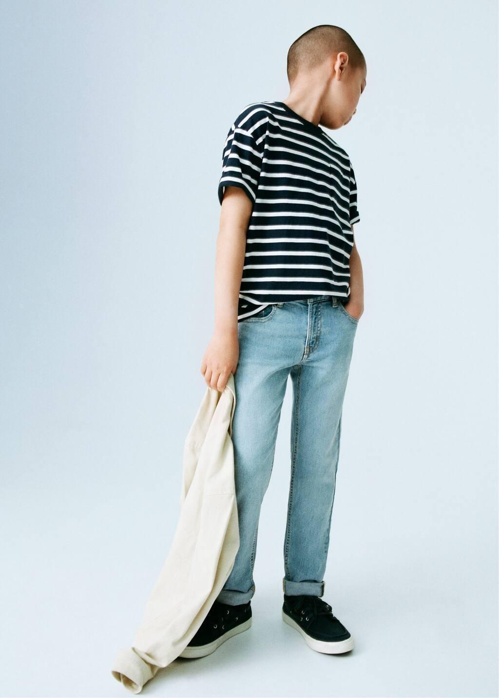 Navy Striped Cotton T-Shirt, Kids Boy, , large image number 3