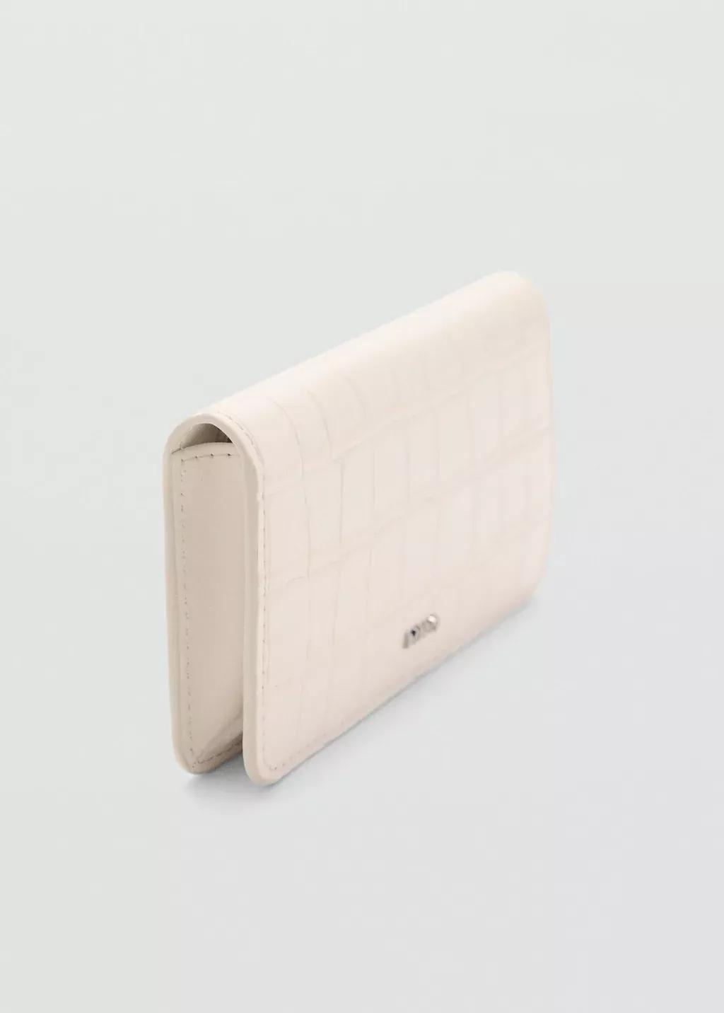 White Croco Leather-Effect Wallet With Flap, , medium