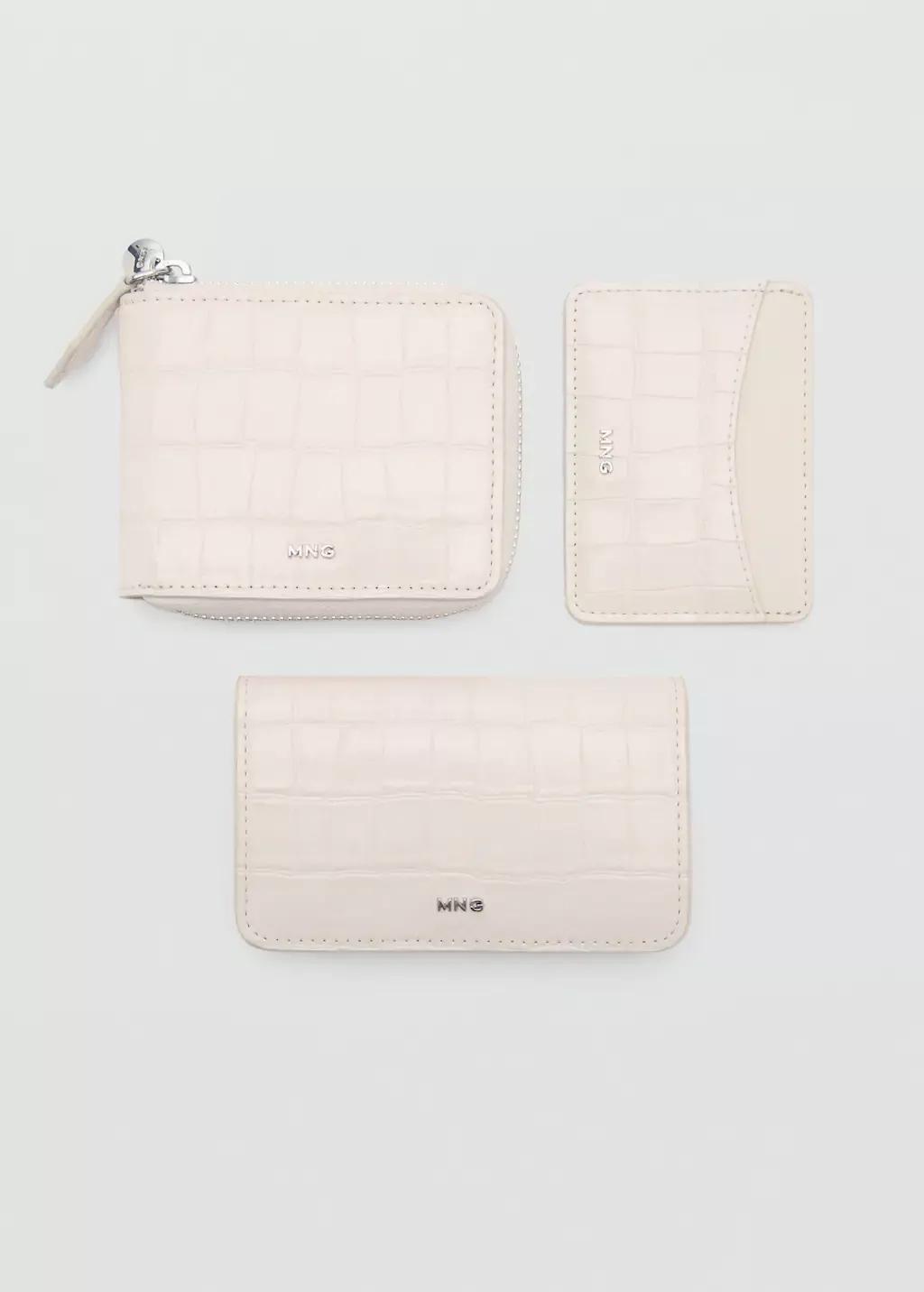 White Croco Leather-Effect Wallet With Flap, 0201_02, large image number 2