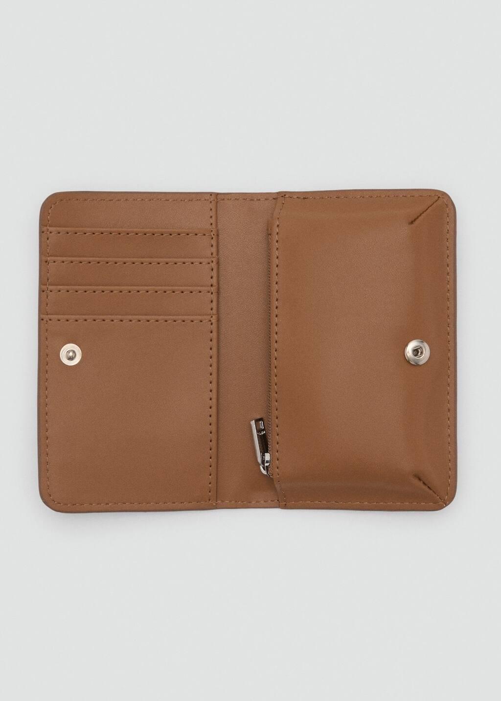 Brown Croco Leather-Effect Wallet With Flap, 0201_09, large image number 1