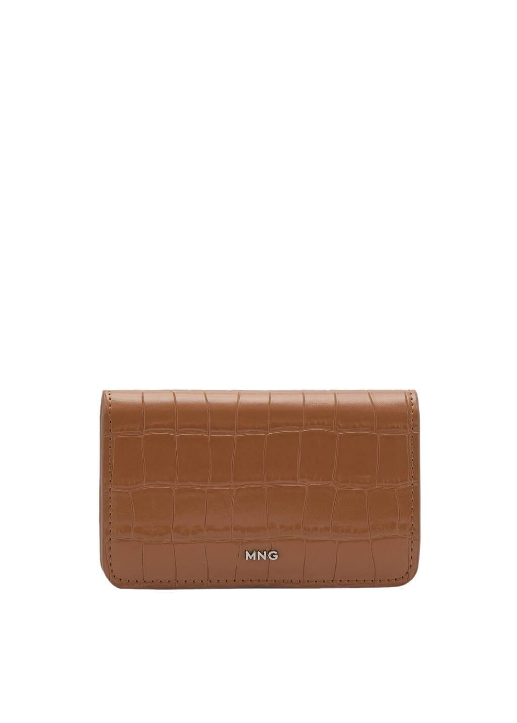 Brown Croco Leather-Effect Wallet With Flap, 0201_09, large image number 3
