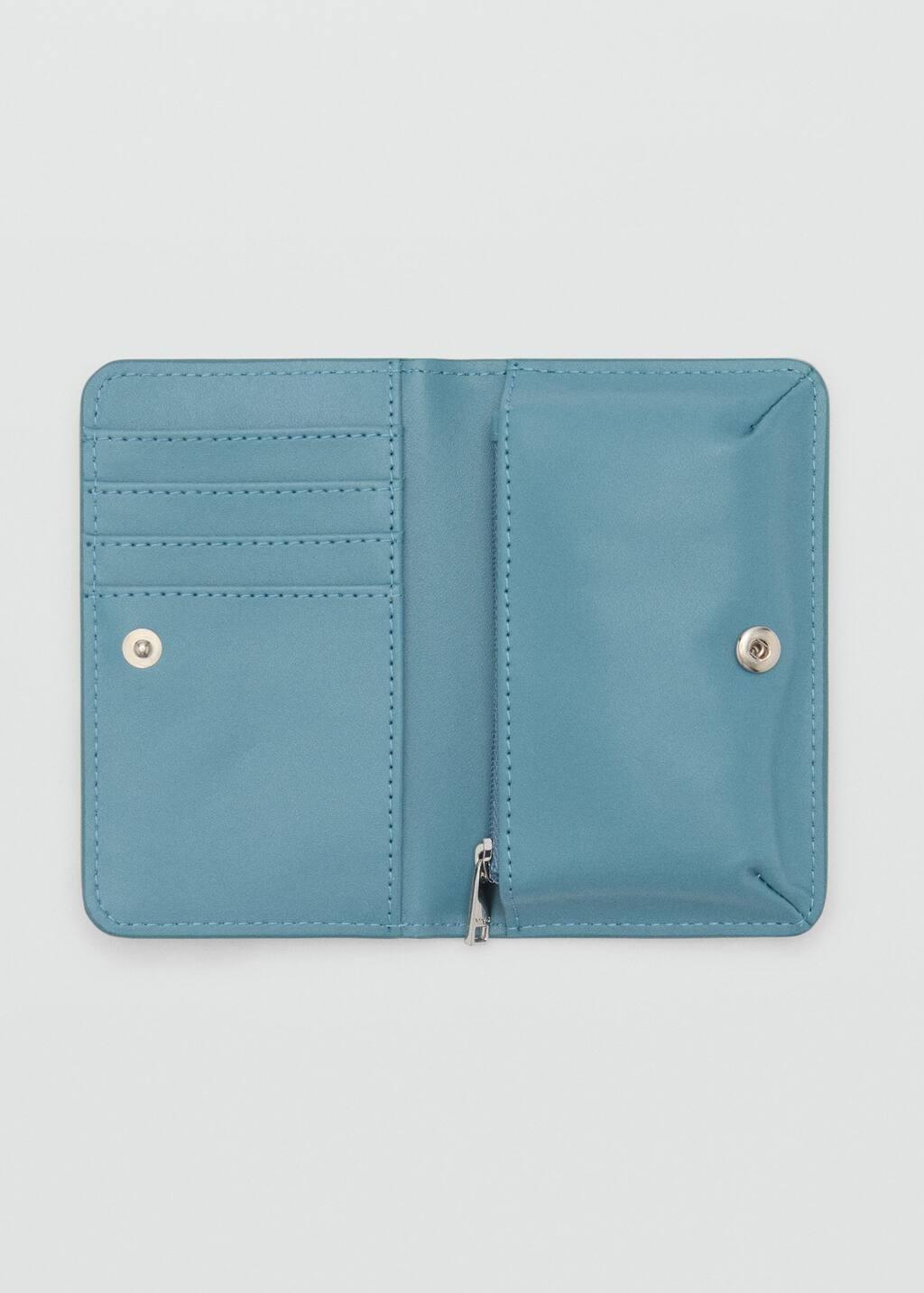 Blue Croco Leather-Effect Wallet With Flap, 0201_57, large image number 1
