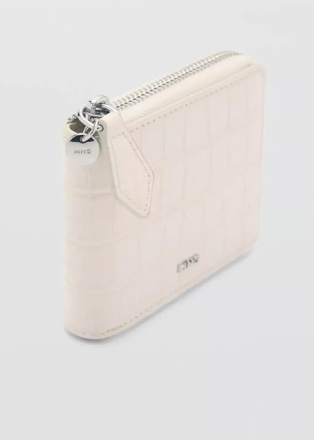 White Croco Leather-Effect Mini Wallet, , medium