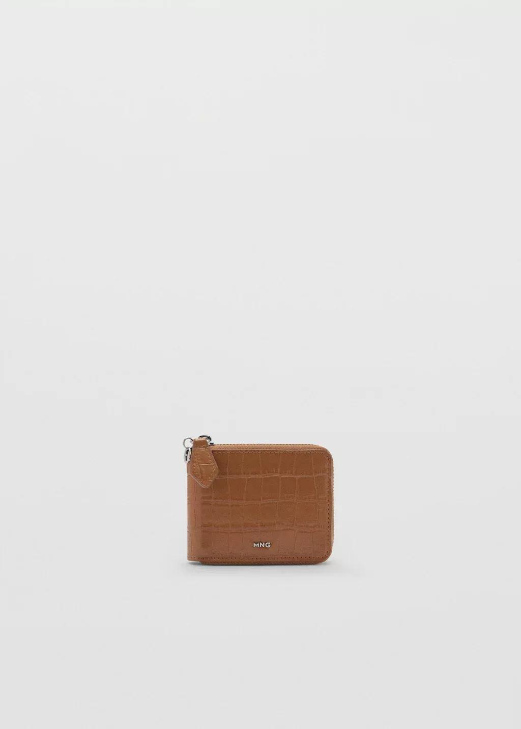 Brown Croco Leather-Effect Mini Wallet, 0201_09, large image number 3