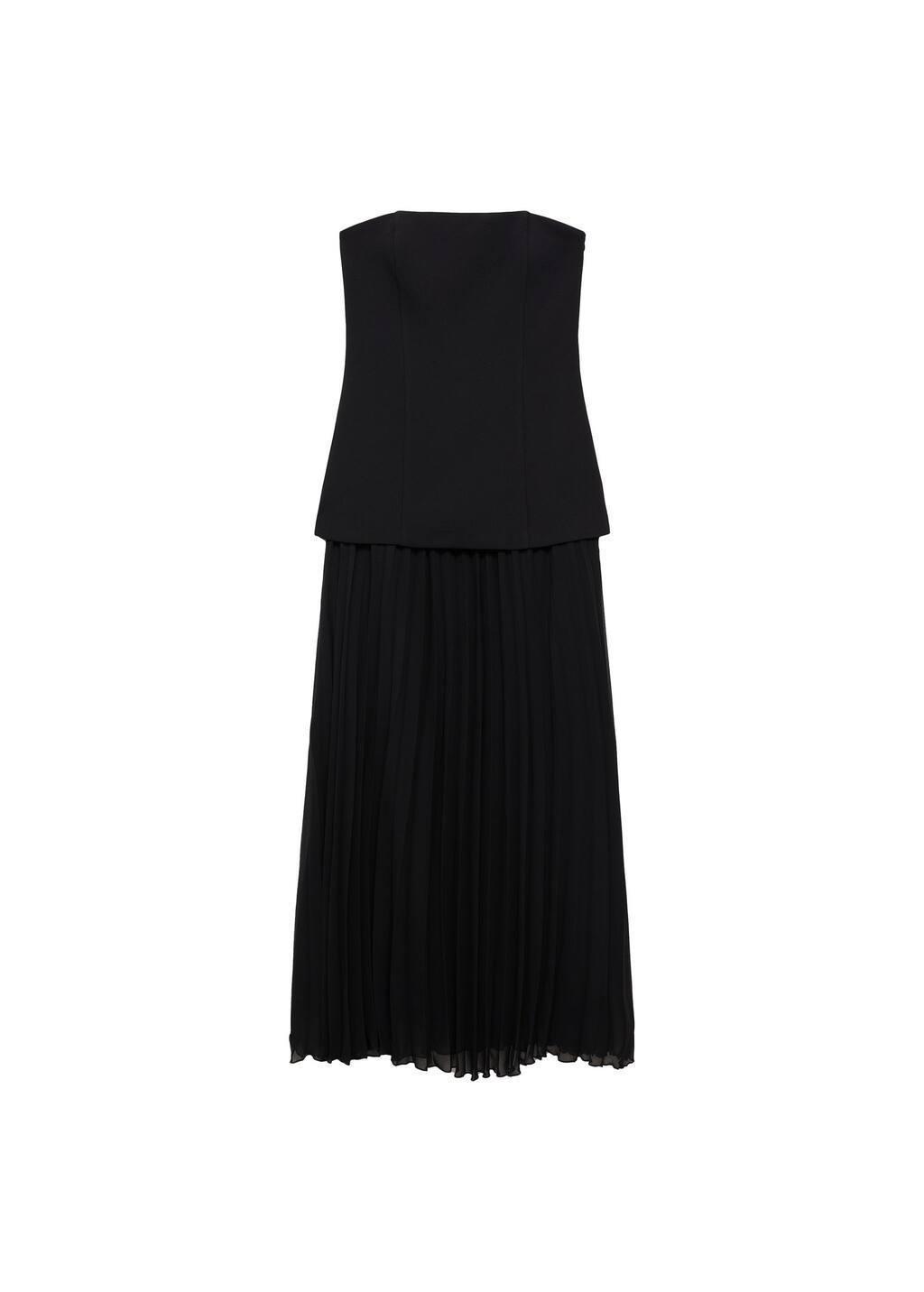 Black Combined Strapless Dress, , large image number 4