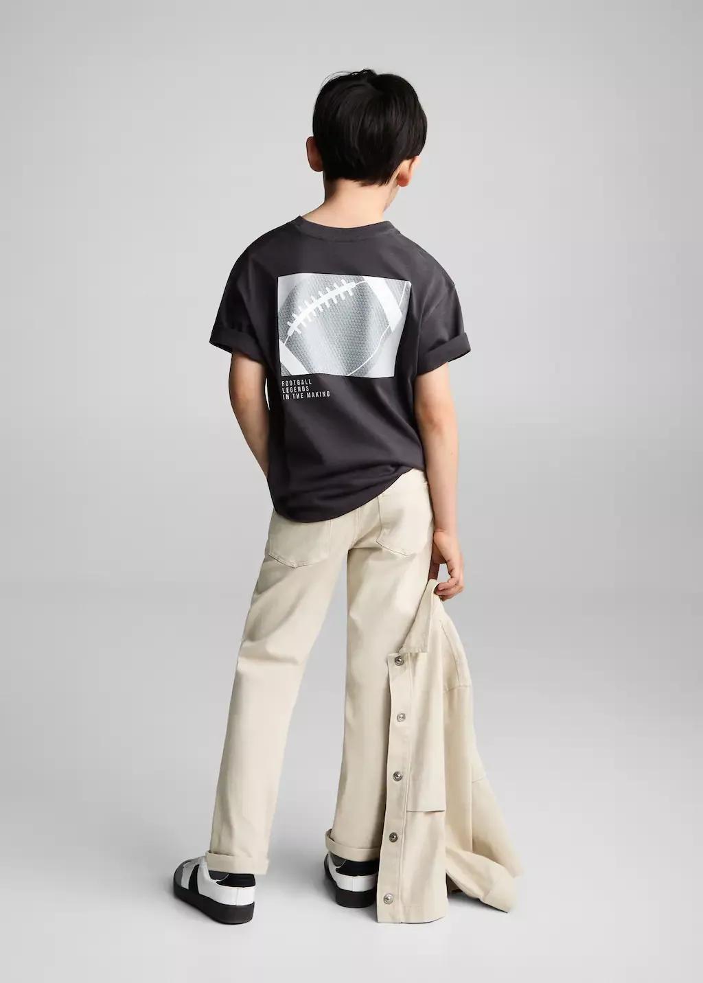 Grey Printed Cotton-Blend T-Shirt, Kids Boy, , large image number 4