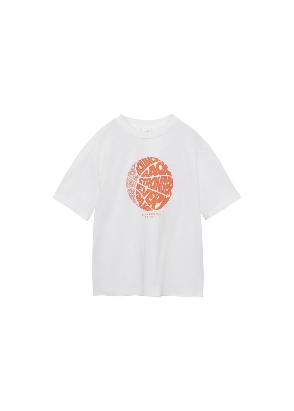 White Printed Cotton-Blend T-Shirt, Kids Boy, , medium