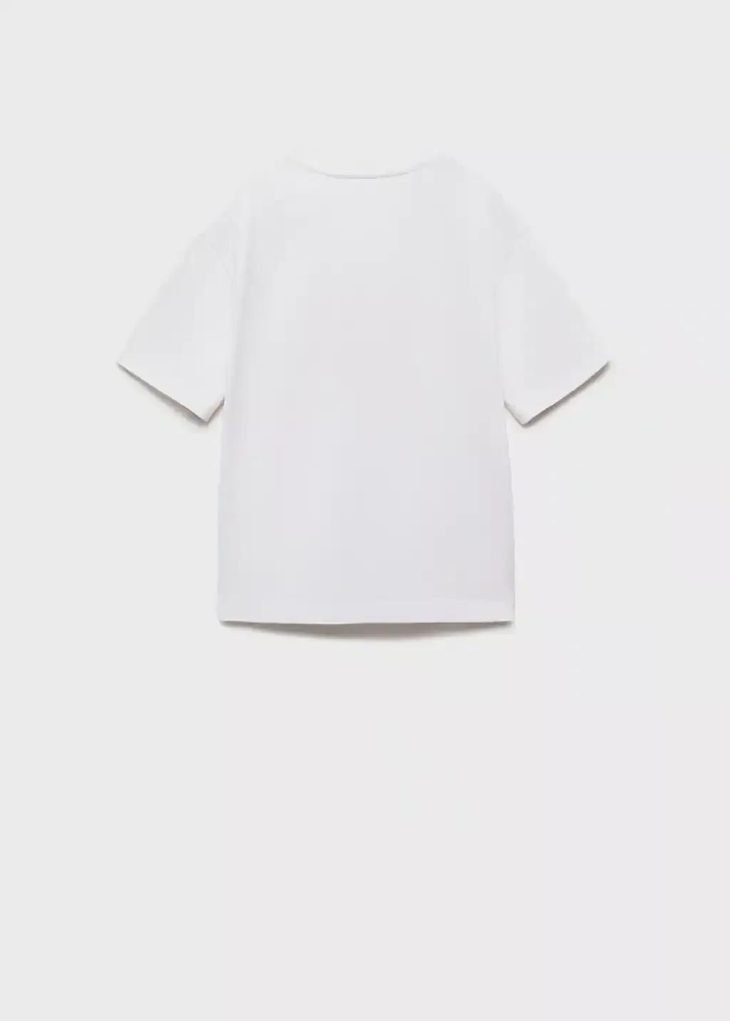 White Printed Cotton-Blend T-Shirt, Kids Boy, , large image number 2