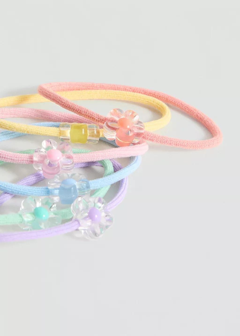 Pink Pack 6 Hair Ties, Kids Girl, Pink, large image number 1