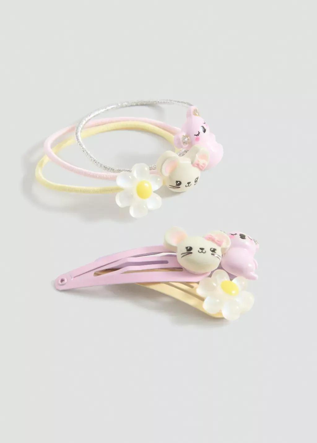 Pink Pack Of Rubber Bands And Clips, Pink, large image number 1