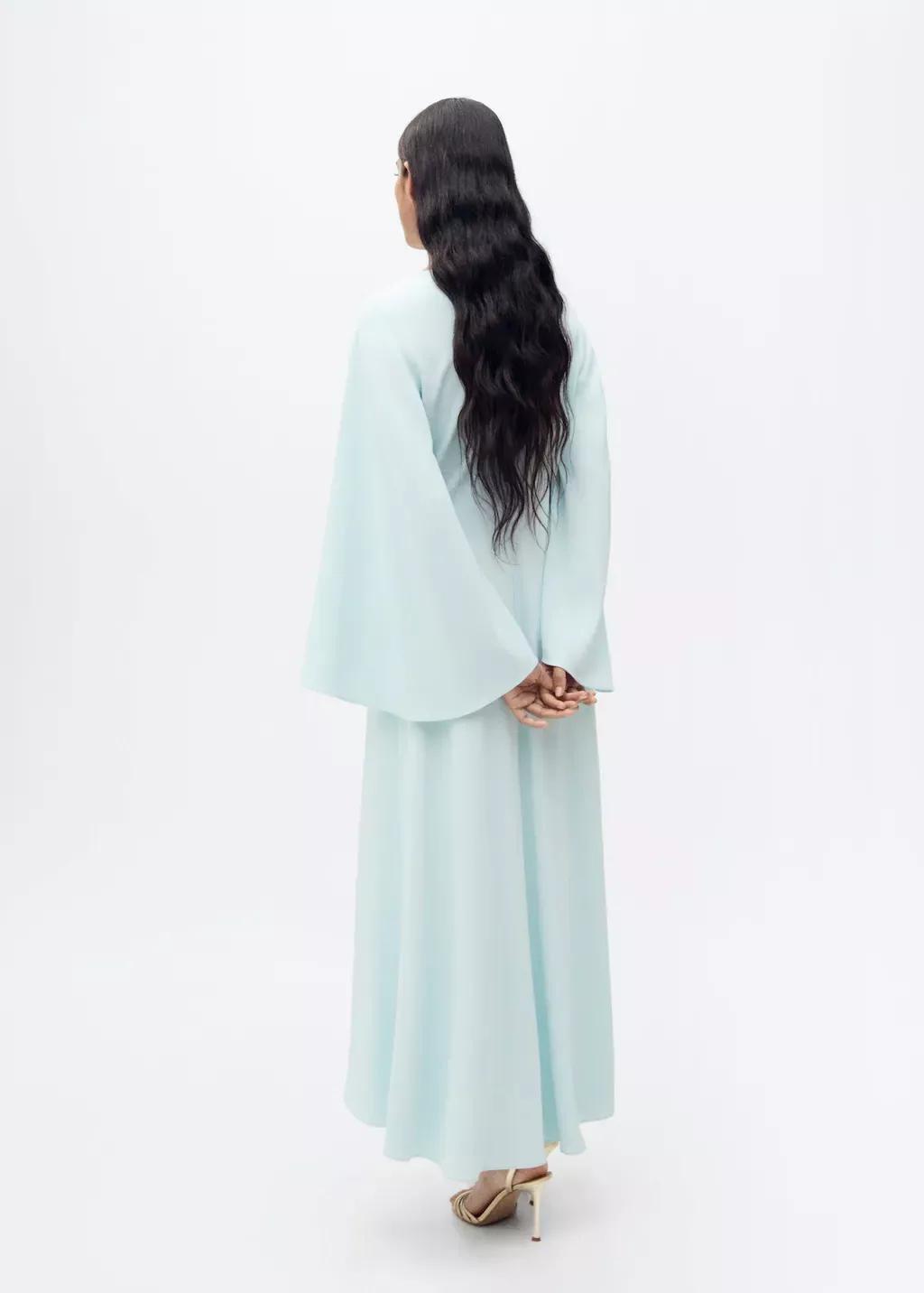 Pastel Blue Kimono Maxi Dress, , large image number 4