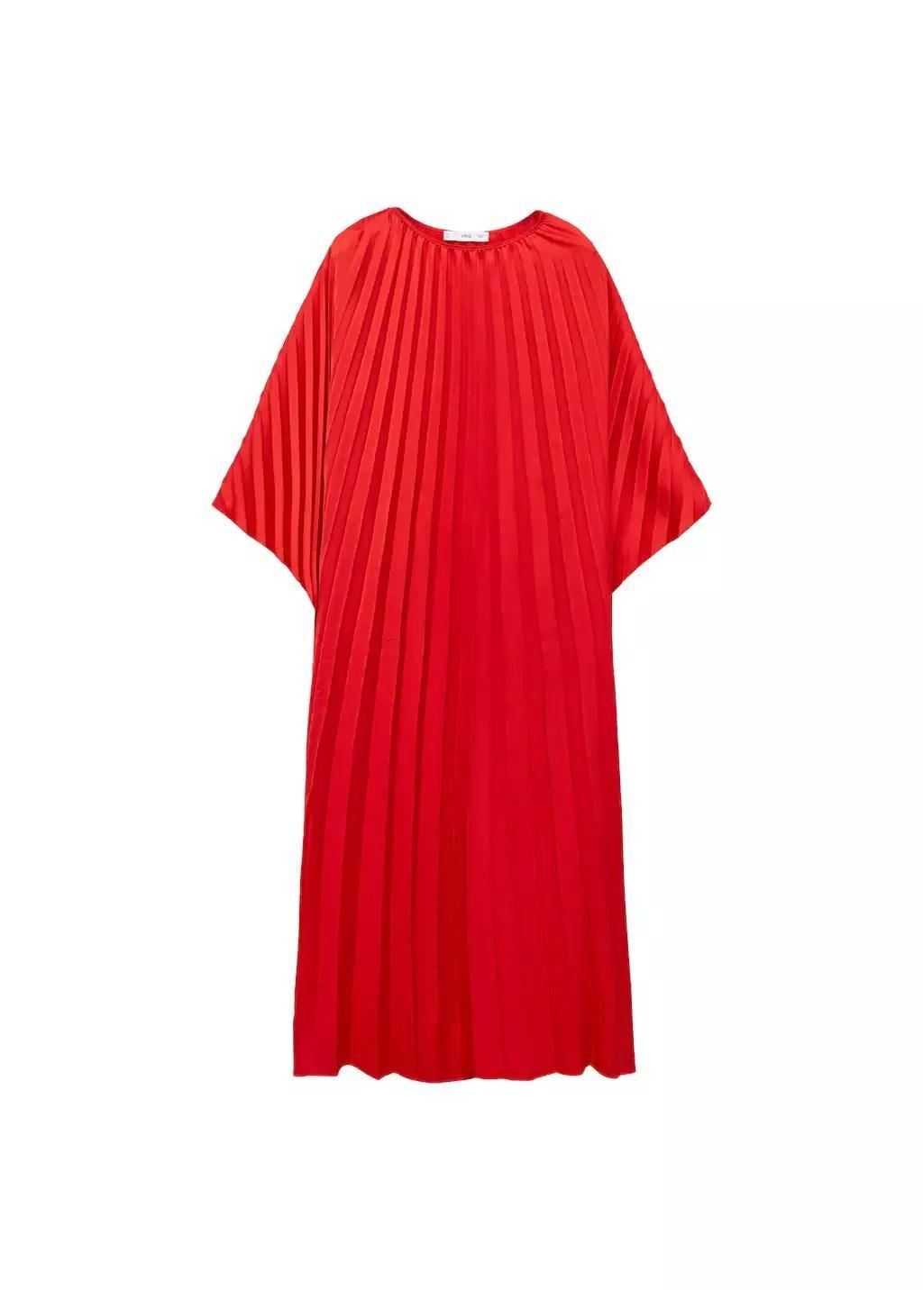Red  Block Pleated Maxi Dress, , large image number 3