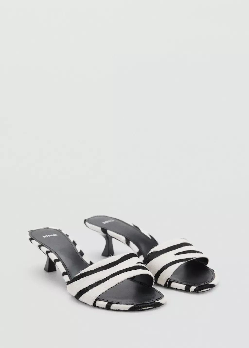 White Zebra Fur Sandal, , medium