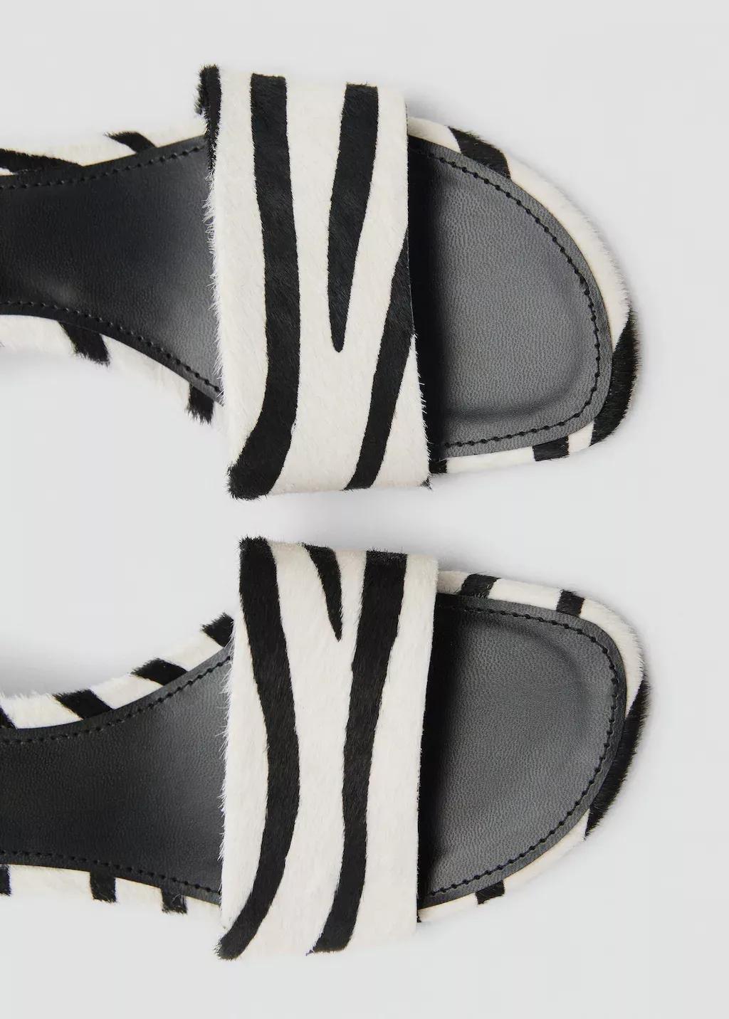 White Zebra Fur Sandal, , large image number 2