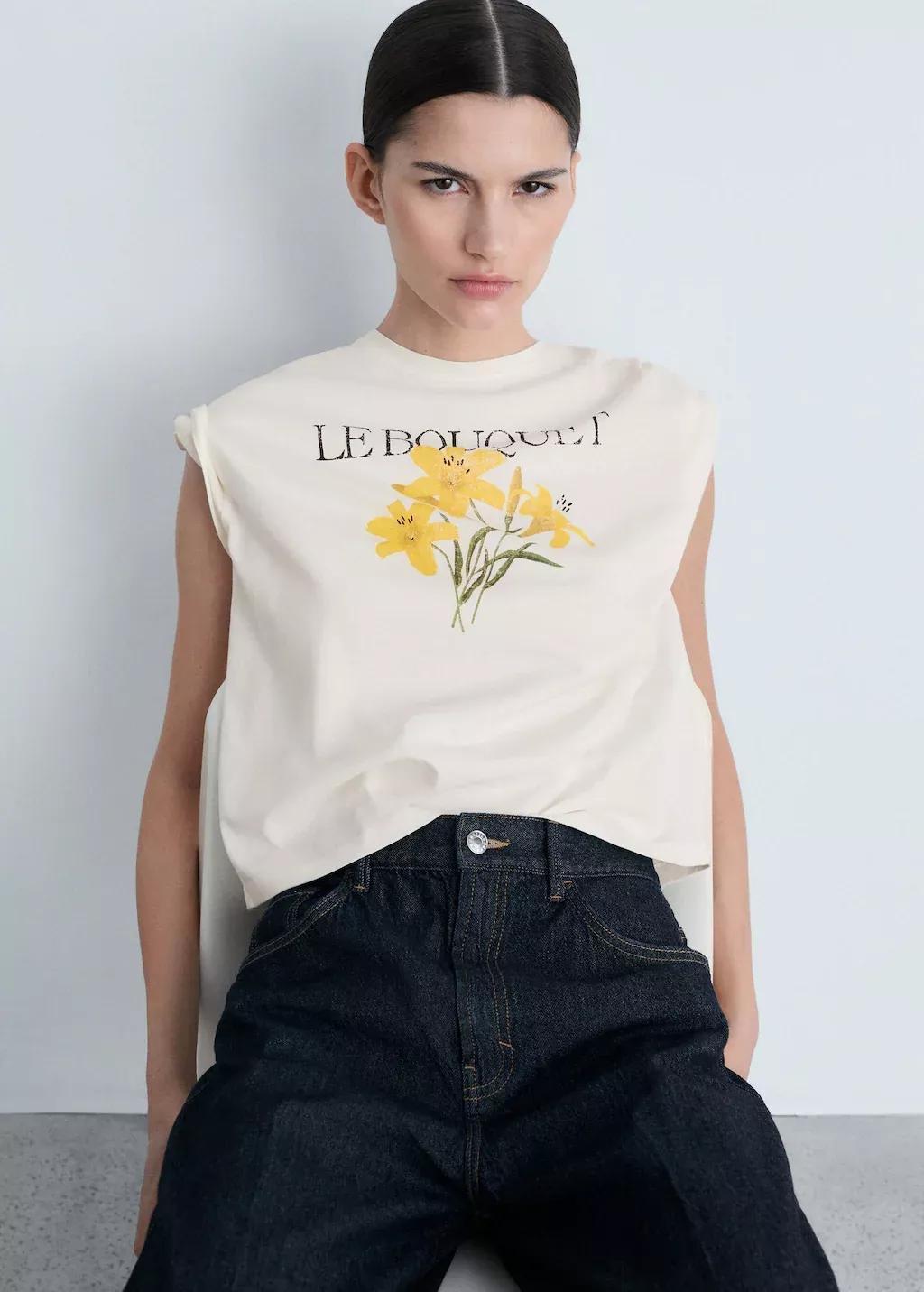 White Cotton T-Shirt With Printed Message, , medium