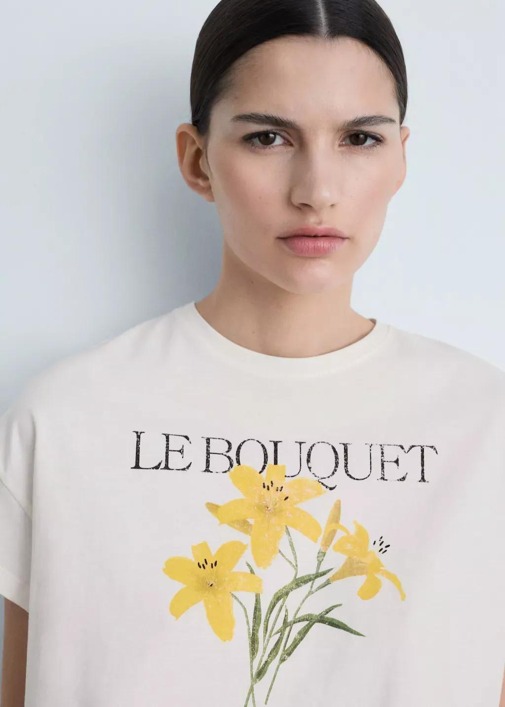 White Cotton T-Shirt With Printed Message, , large image number 1