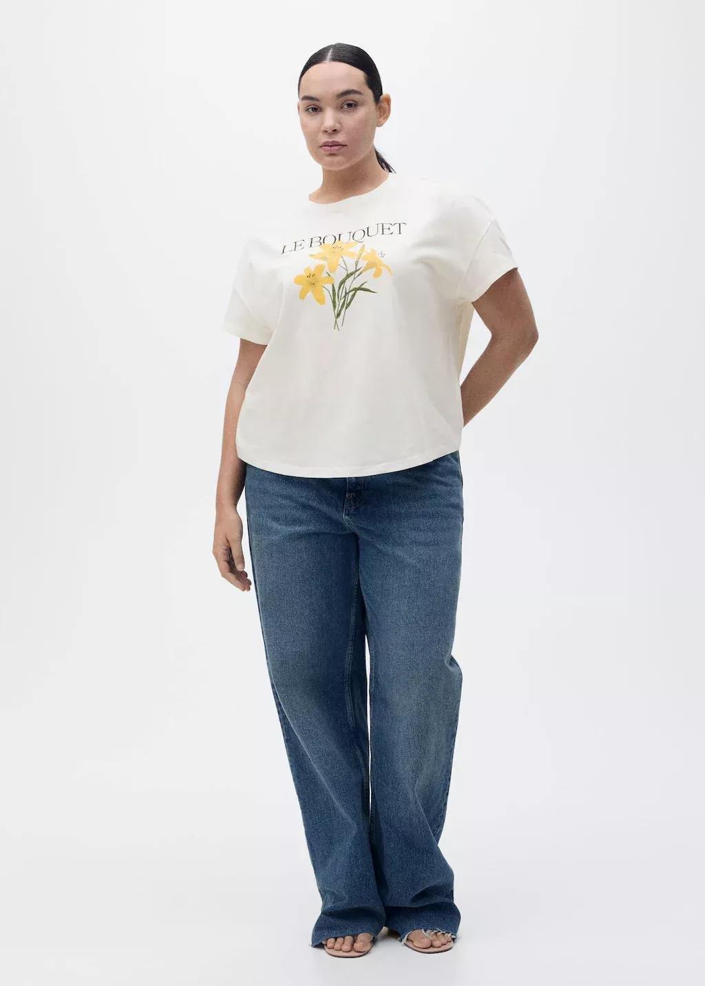 White Cotton T-Shirt With Printed Message, , large image number 3