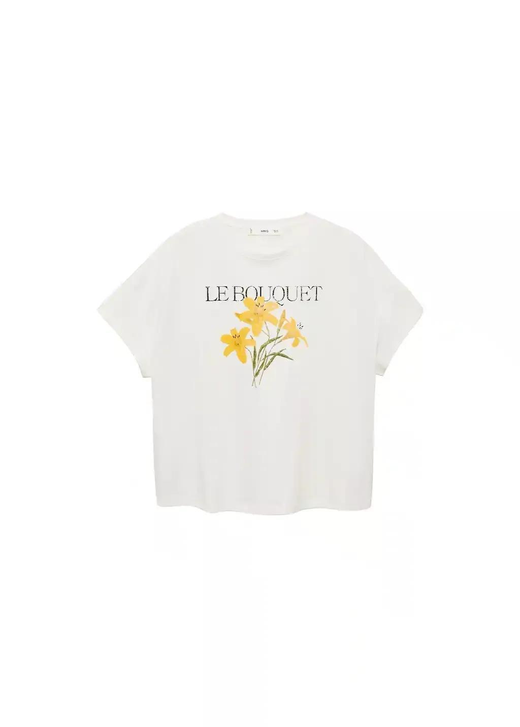 White Cotton T-Shirt With Printed Message, , large image number 4