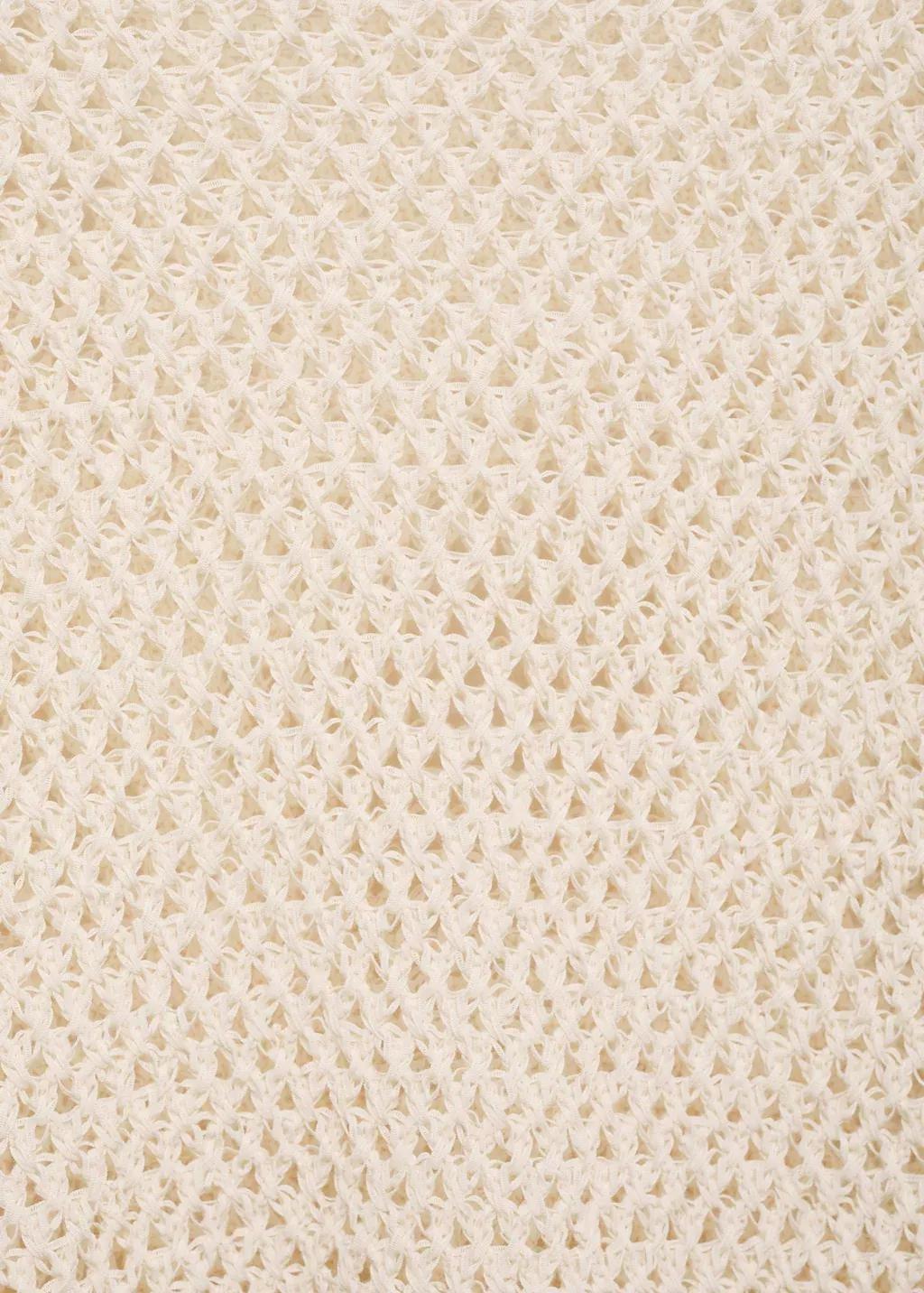 Beige Openwork Knitted Boat-Neck Sweater, , large image number 2