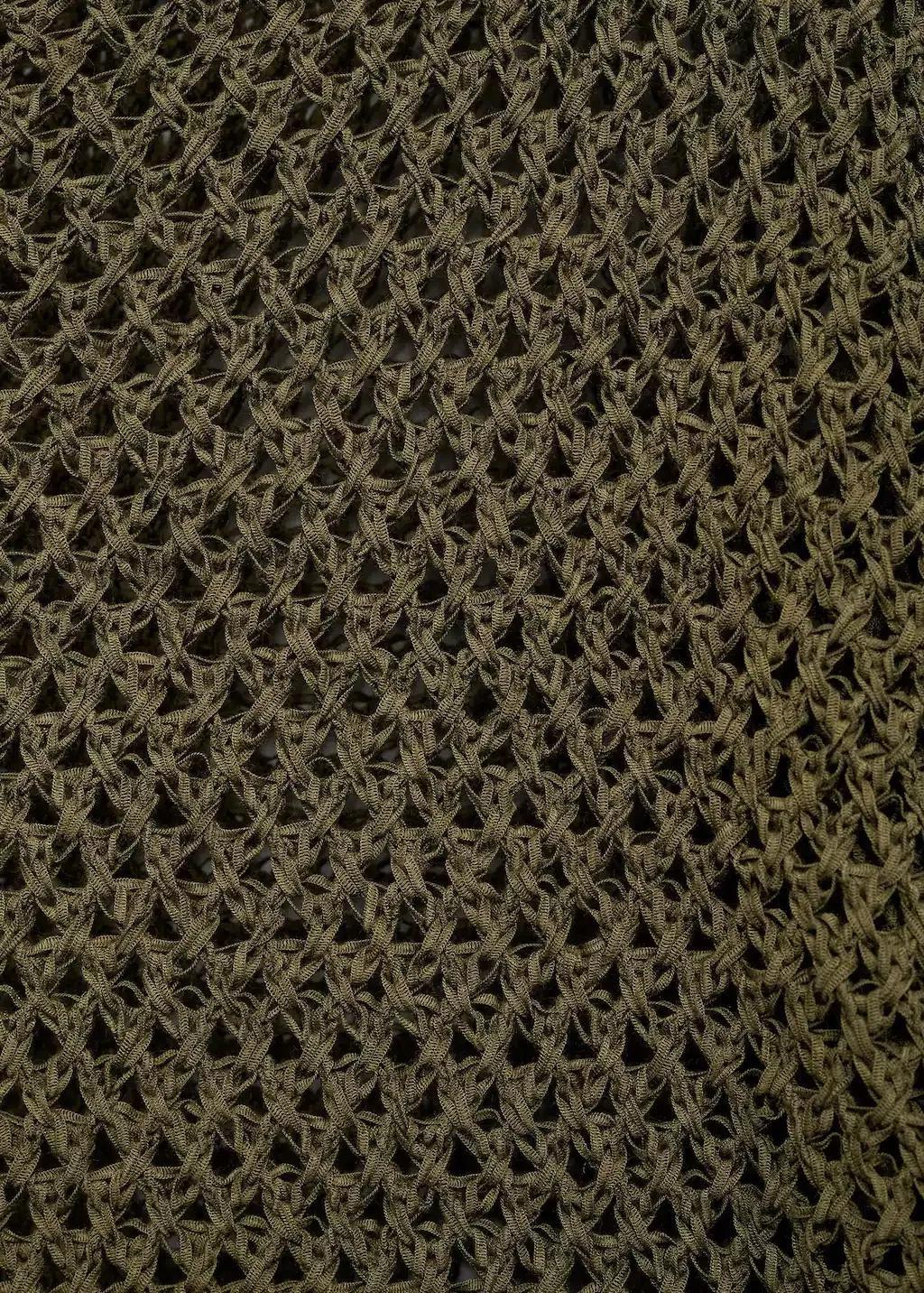 Khaki Openwork Knitted Boat-Neck Sweater, , large image number 2