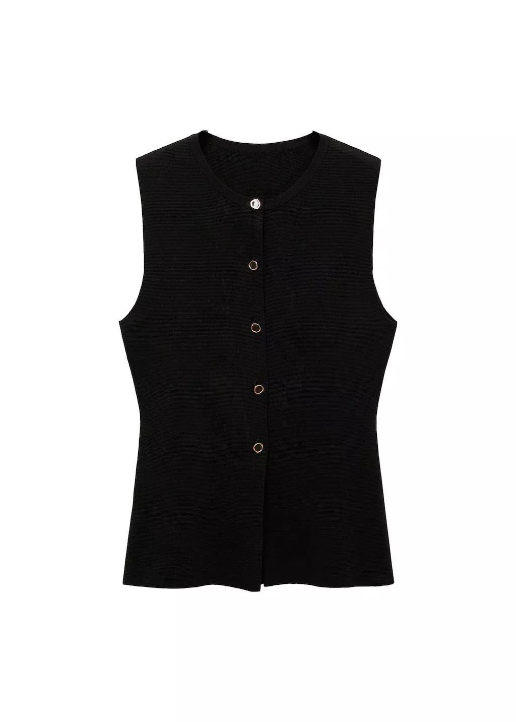 Brown Fine-Knit Waistcoat With Buttons, , large image number 3