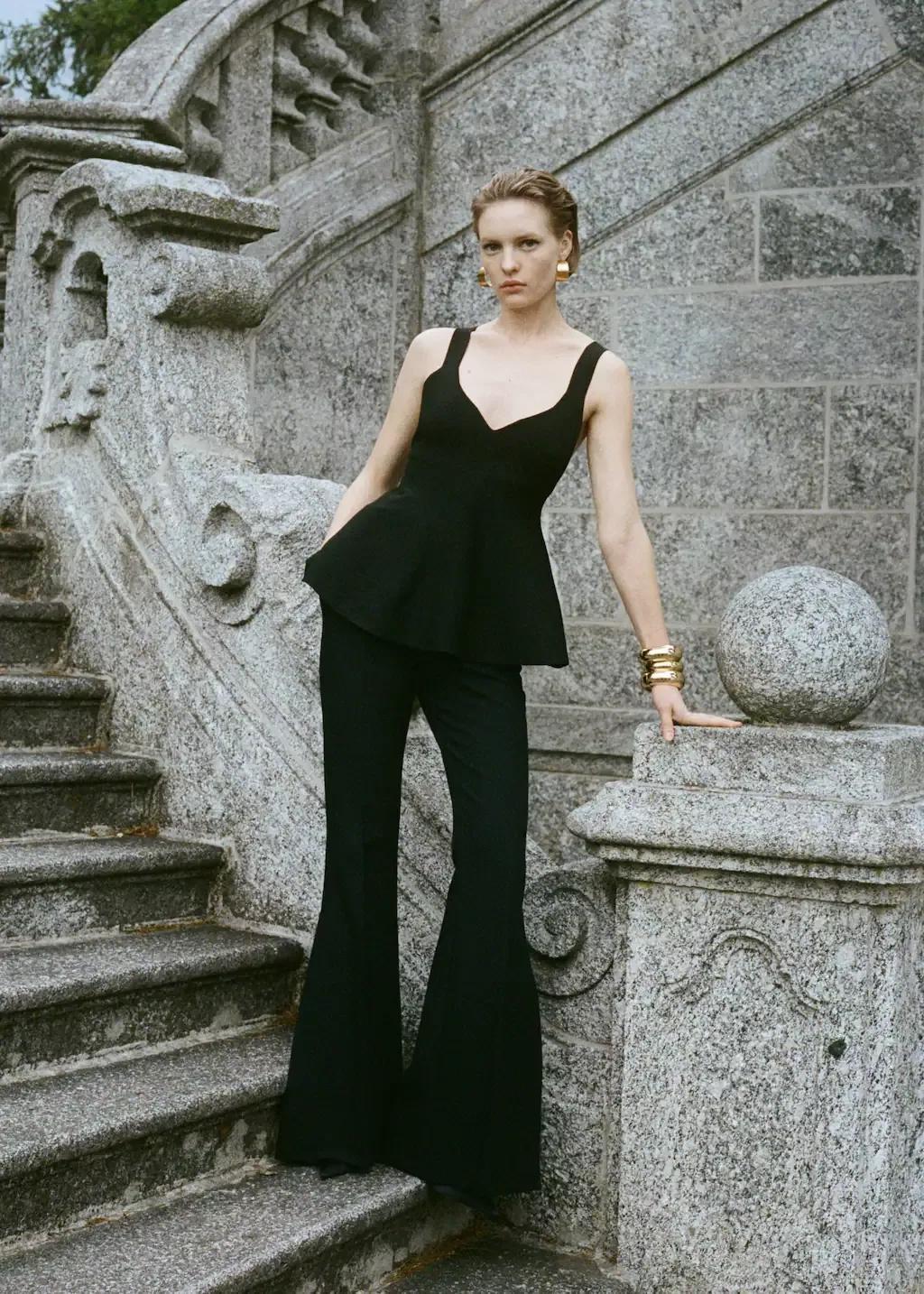 Black Classic Cropped Tank Top, , large image number 5