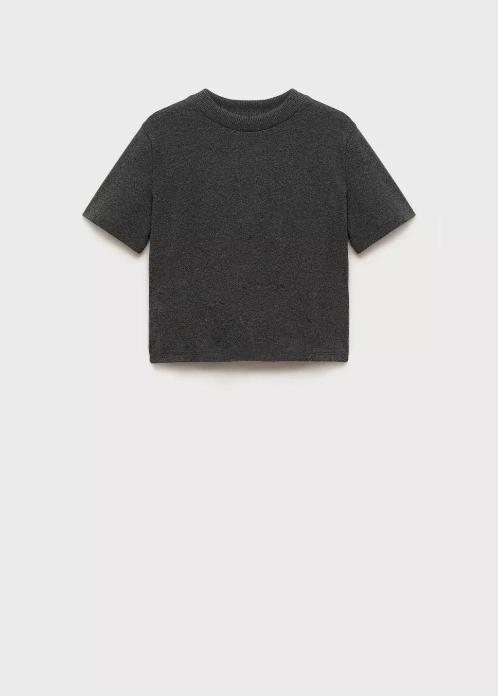 Grey Short Sleeve Cotton Blend T-Shirt, , large image number 3