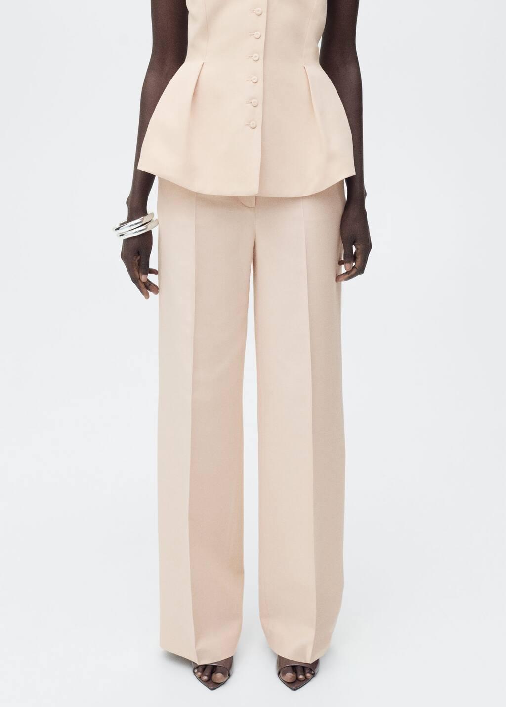 Pink Lt Pastel Straight Suit Trousers, , large image number 1
