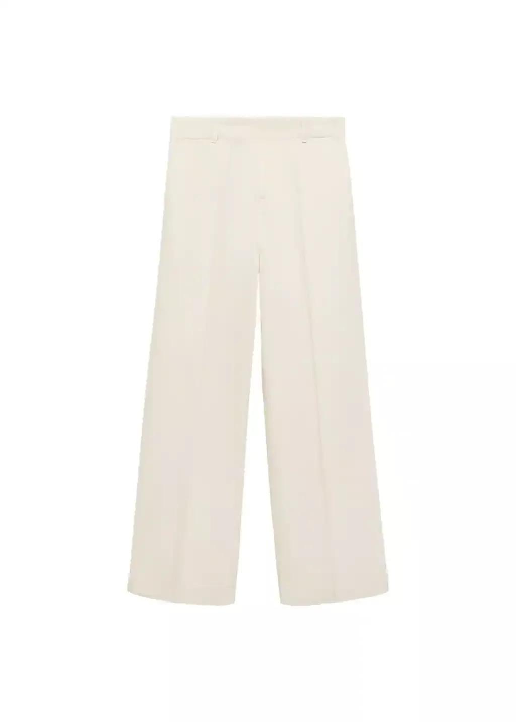 LIGHT BEIGE Cotton wideleg trousers, , large image number 0