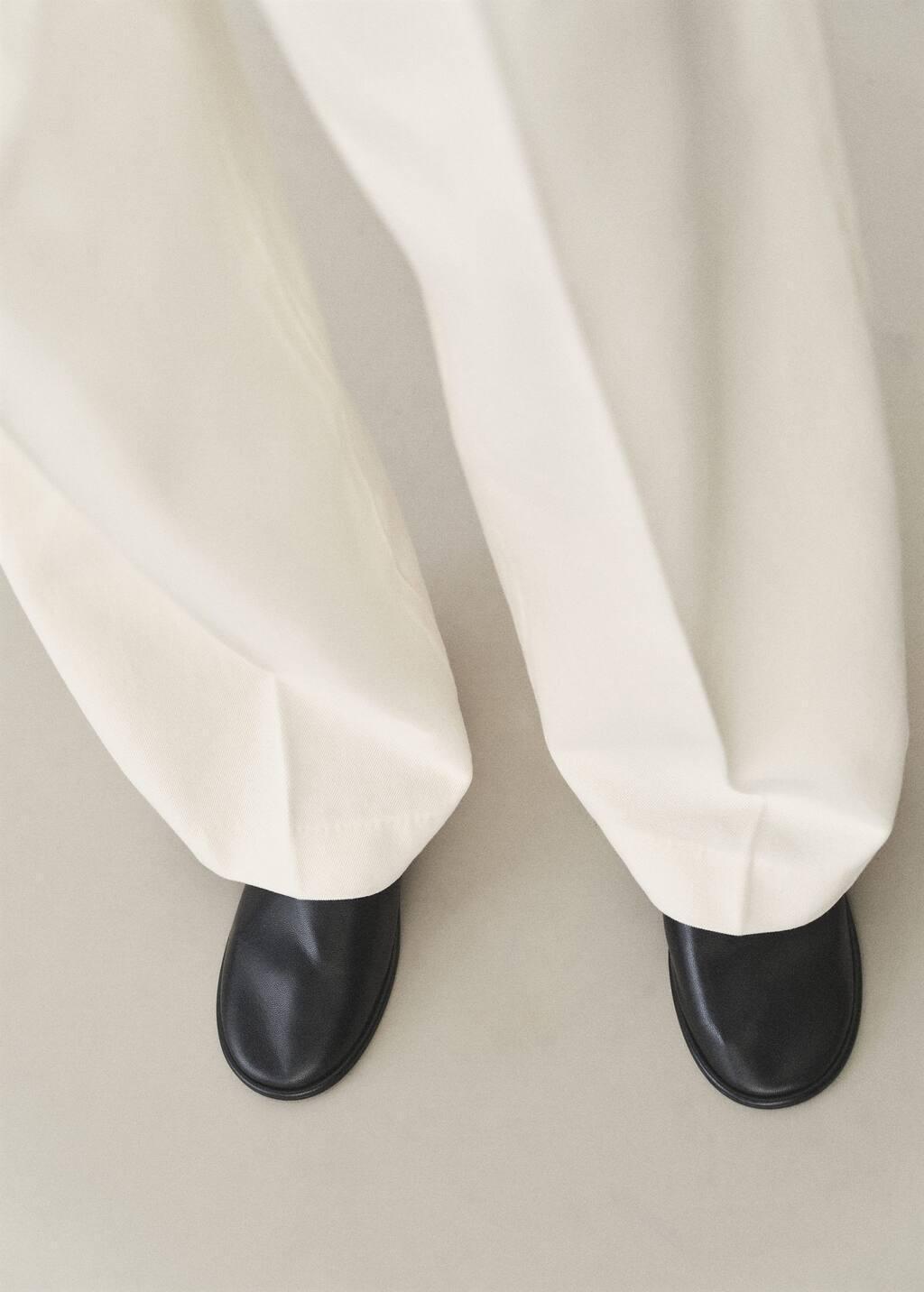 LIGHT BEIGE Cotton wideleg trousers, , large image number 5