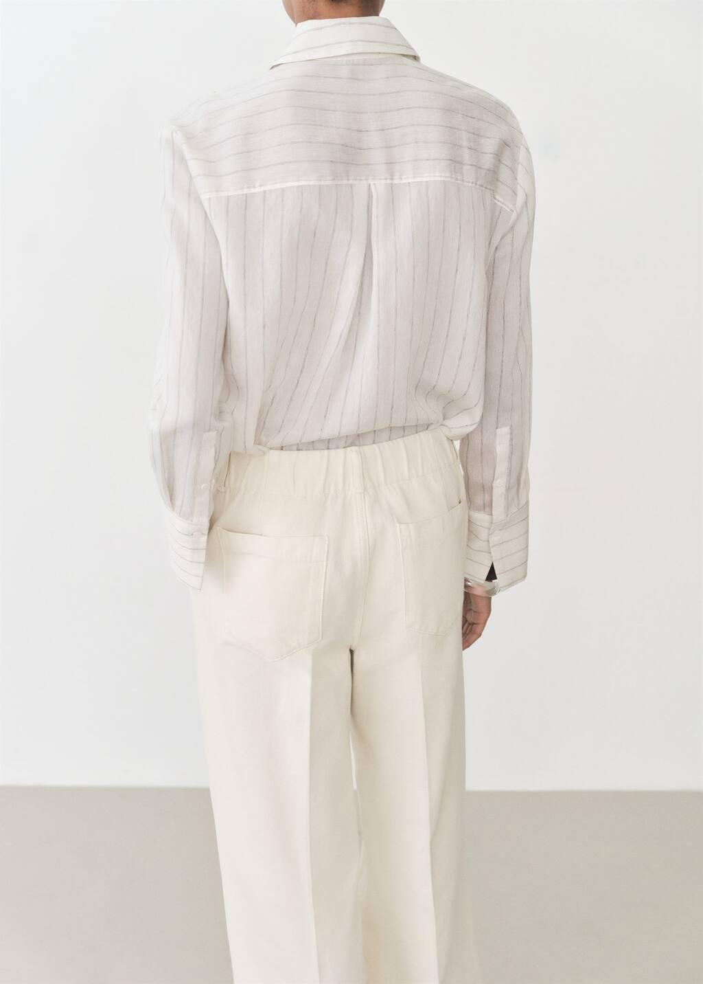 LIGHT BEIGE Cotton wideleg trousers, , large image number 6
