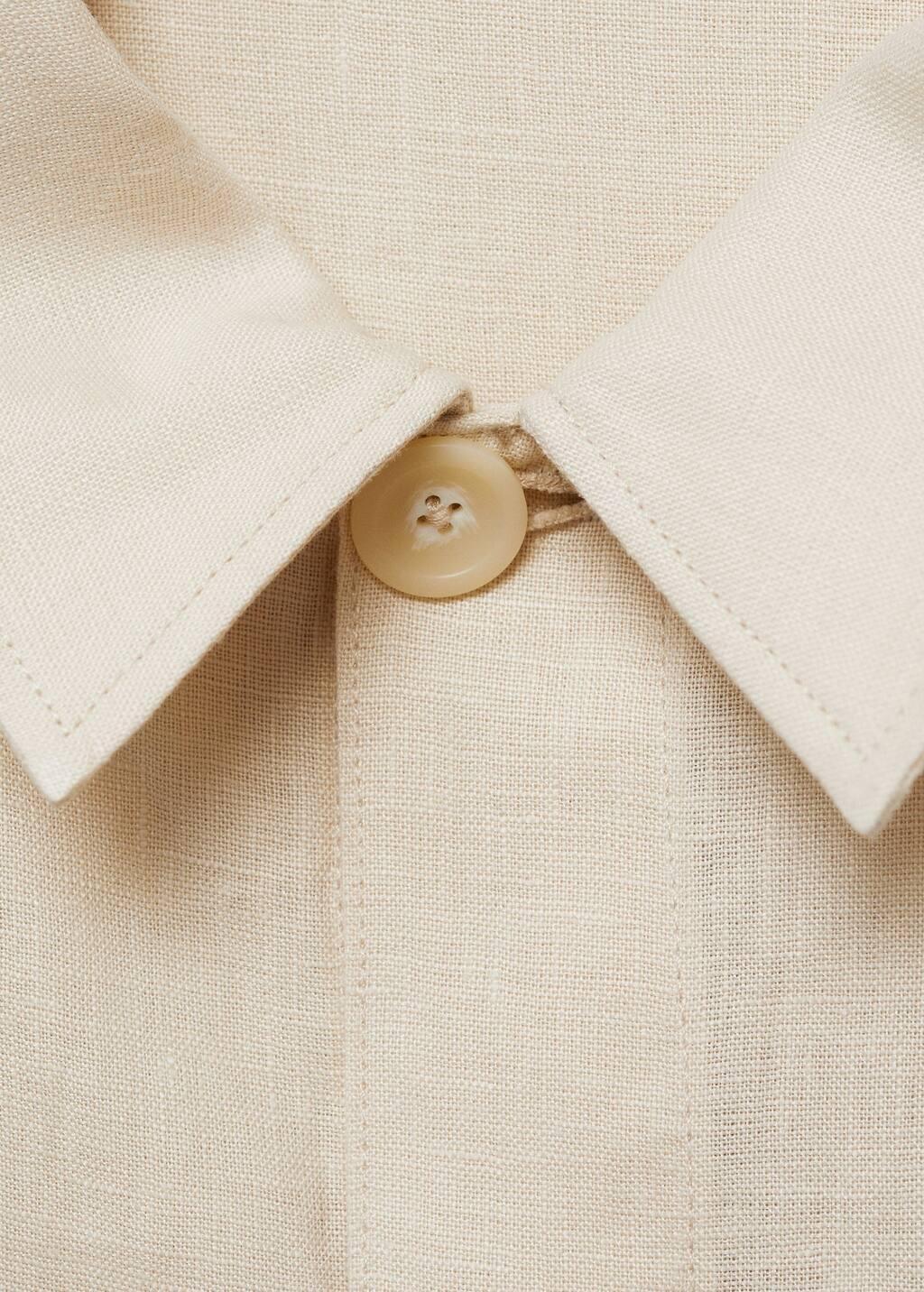 Beige 100% Linen Overshirt With Pockets, , large image number 4