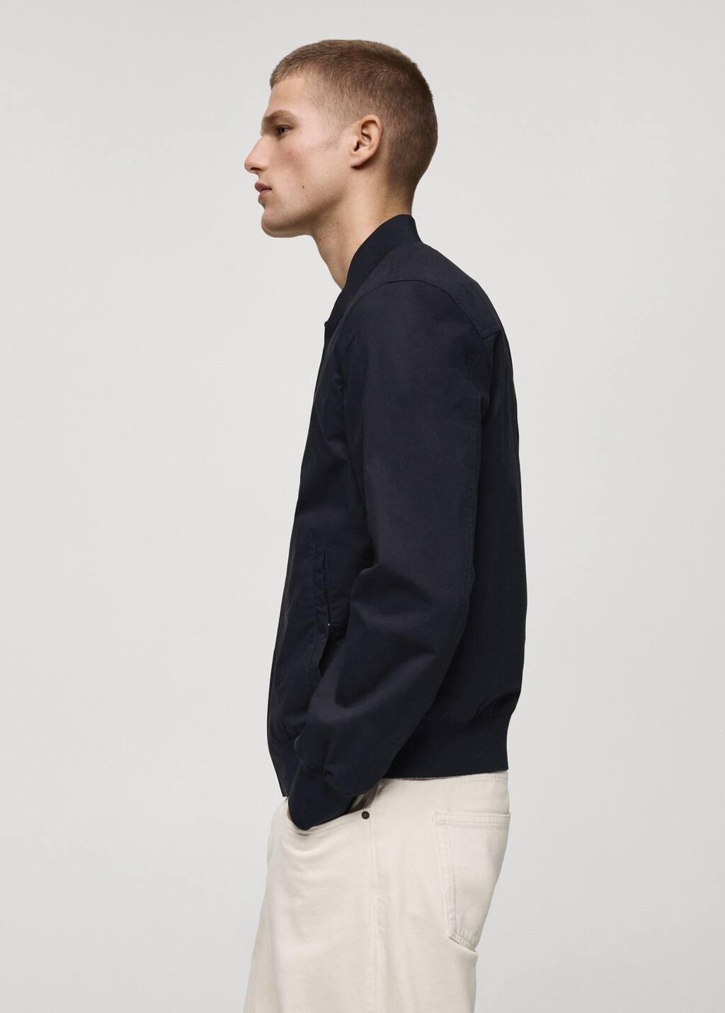 Navy 100% Cotton Bomber Jacket, , large image number 2