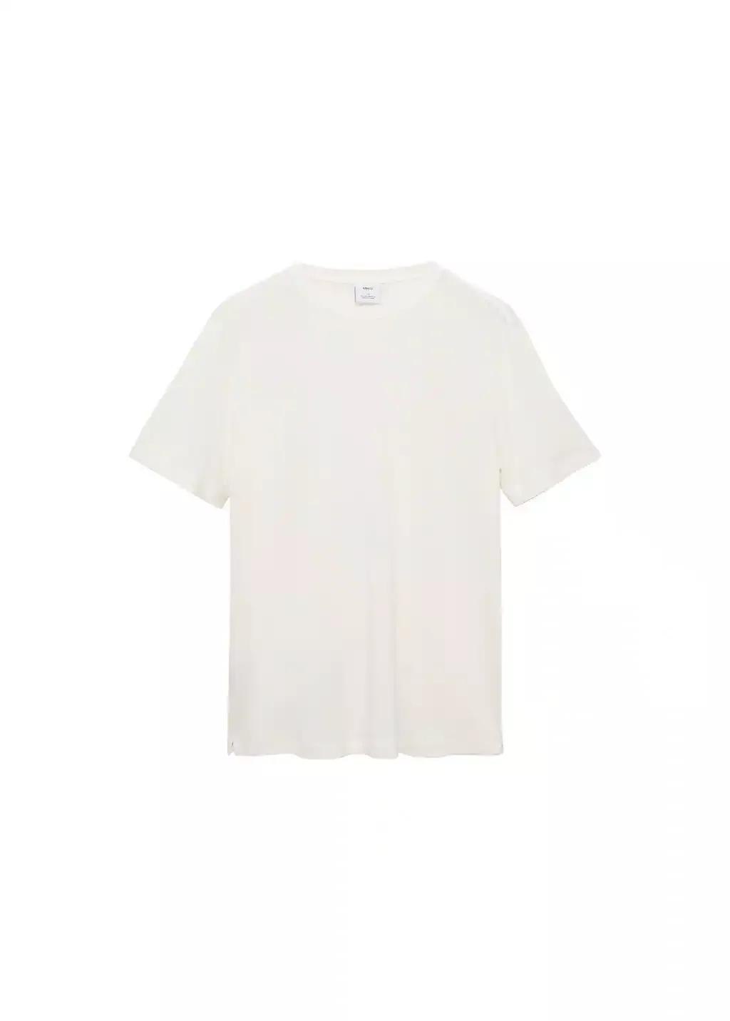White Linen Slim-Fit T-Shirt, , large image number 3