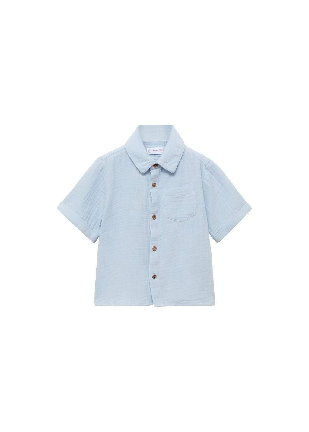 Blue Cotton Bambula Shirt, Baby Boy, , medium