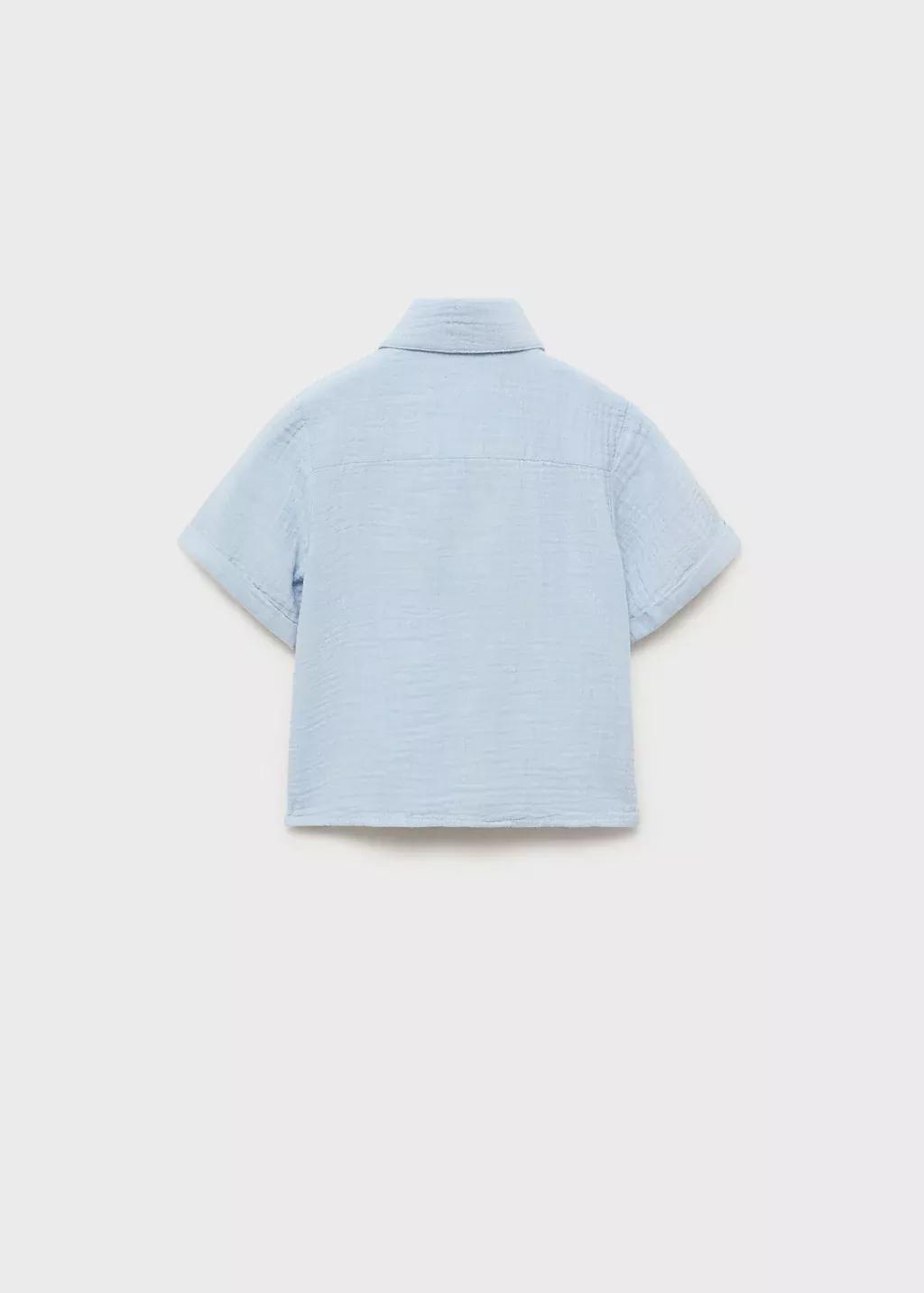 Blue Cotton Bambula Shirt, Baby Boy, , large image number 1