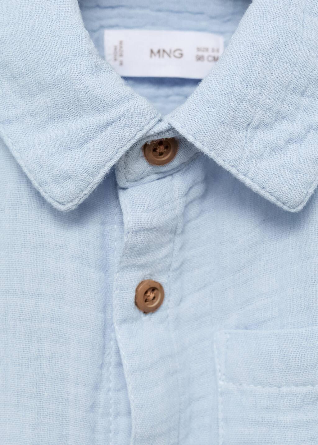 Blue Cotton Bambula Shirt, Baby Boy, , large image number 2