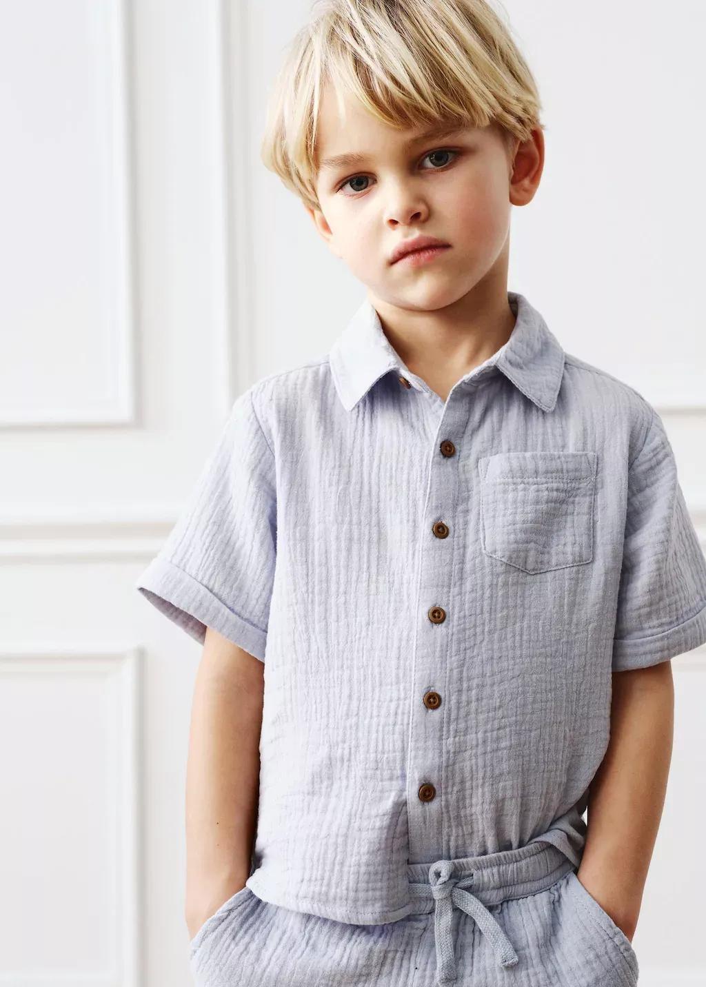 Blue Cotton Bambula Shirt, Baby Boy, , large image number 3