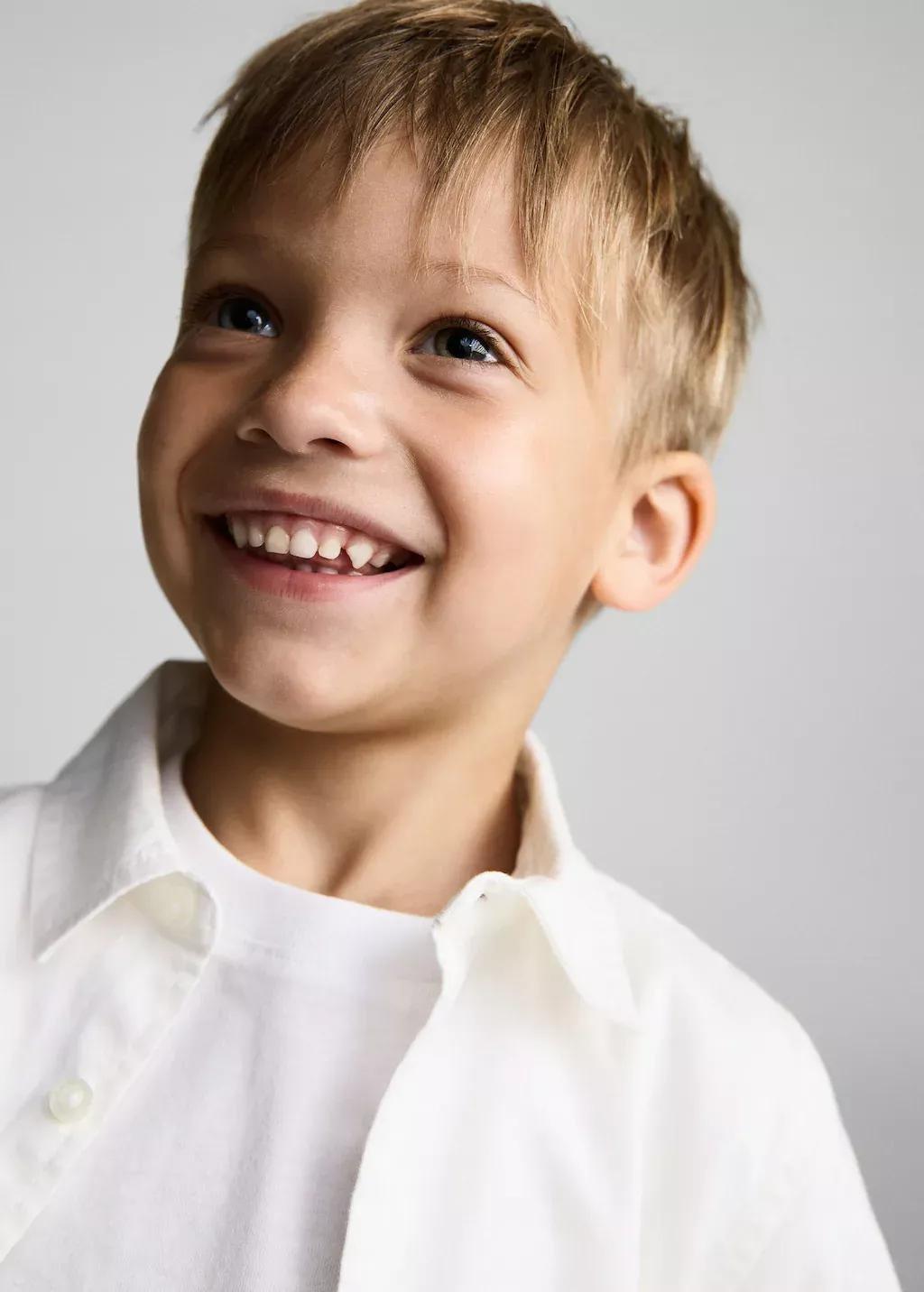 White Cotton And Linen Shirt, Baby Boy, , large image number 3