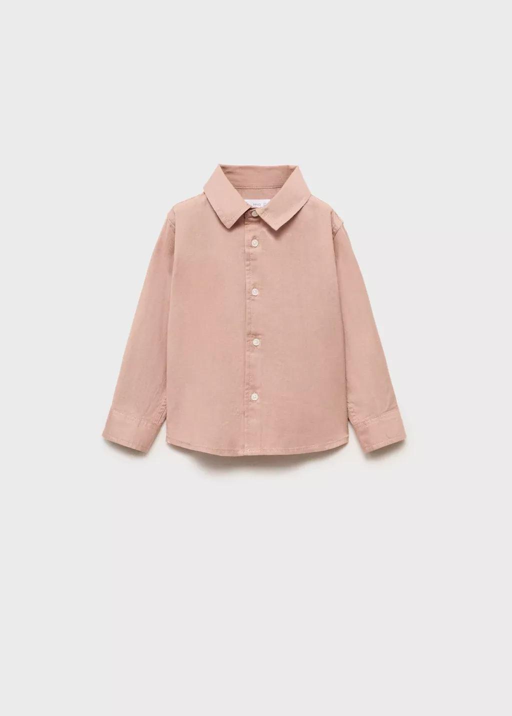 Pink Lt Pastel Cotton And Linen Shirt, Baby Boy, , medium