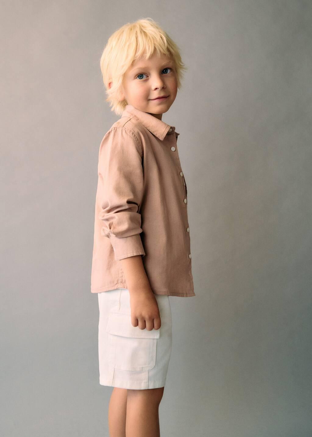 Pink Lt Pastel Cotton And Linen Shirt, Baby Boy, , large image number 2