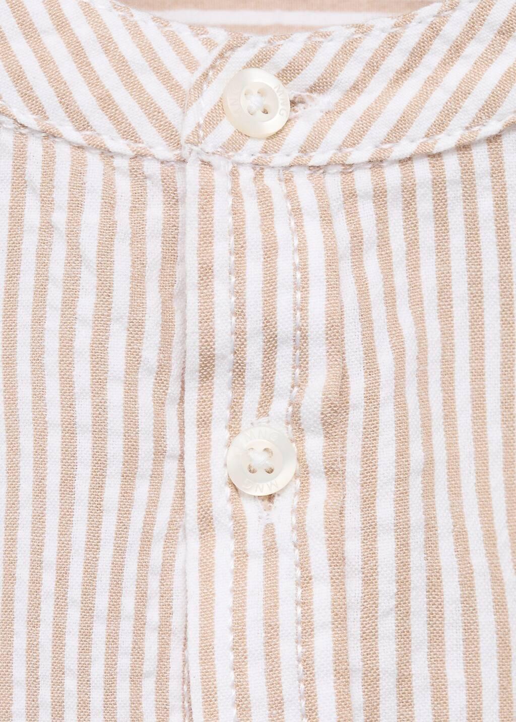 Beige Striped Mao Collar Shirt, Baby Boy, , large image number 2