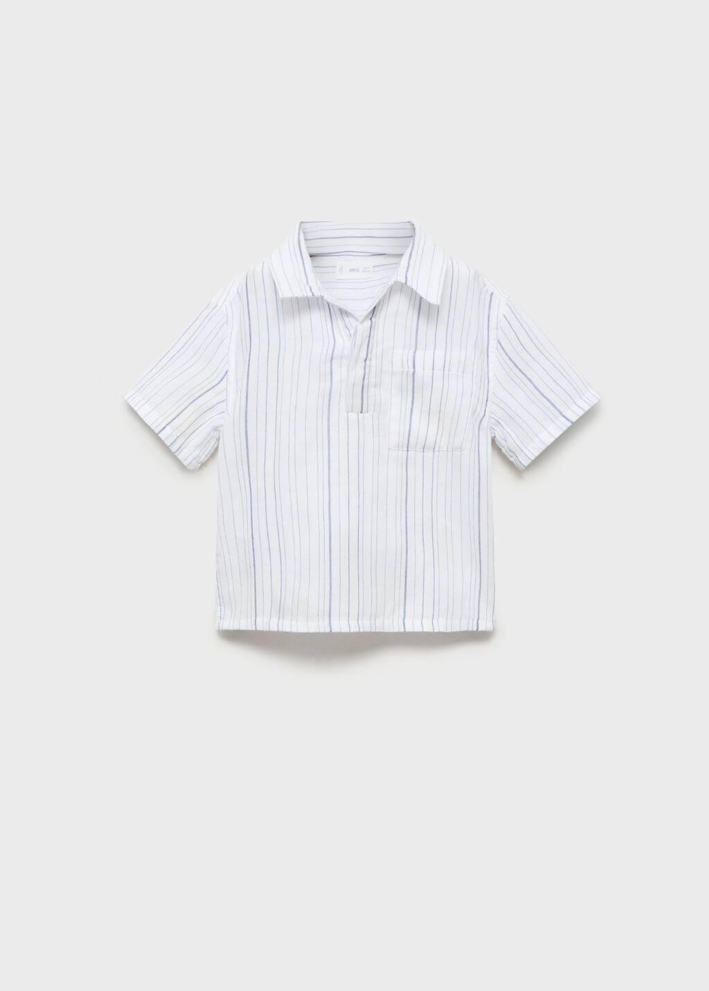 White Striped Cotton Shirt, Baby Boy, , large image number 0