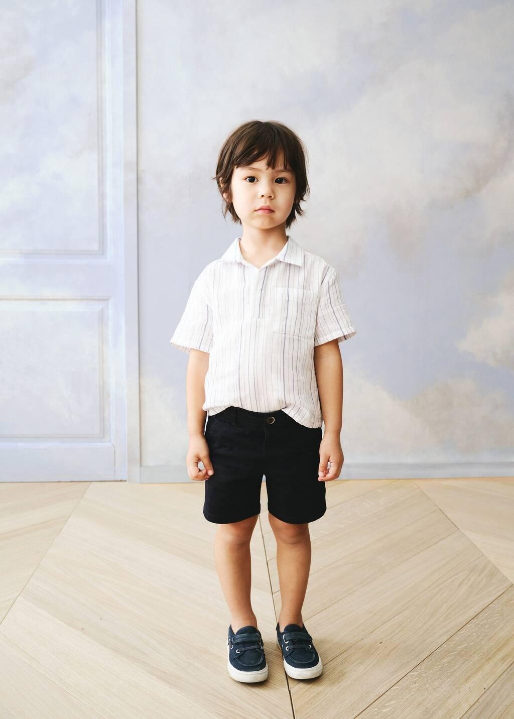 White Striped Cotton Shirt, Baby Boy, , large image number 3
