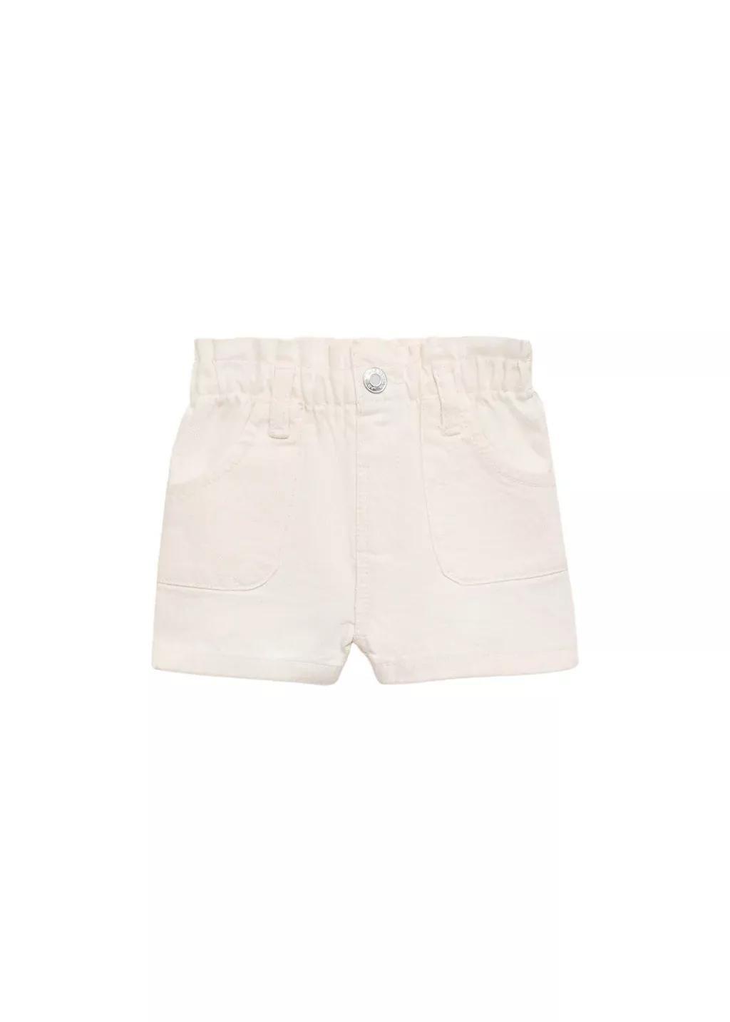 Beige Paperbag Denim Shorts, Baby Girl, , large image number 3