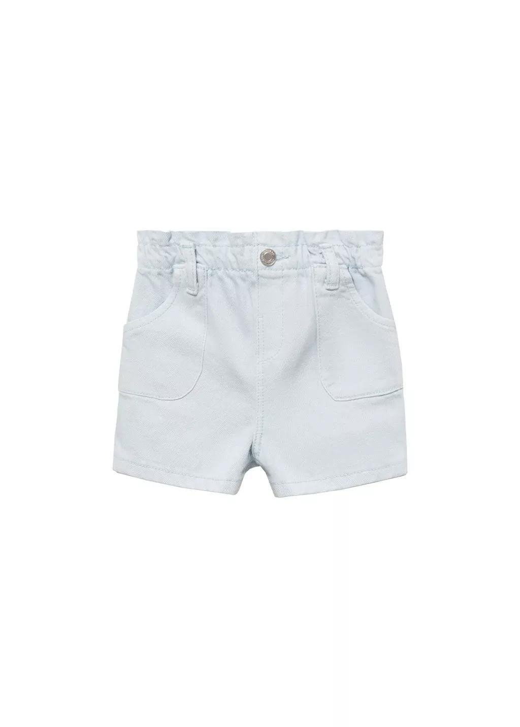 LT-PASTEL BLUE Paperbag denim shorts, Baby Girl, , large image number 0